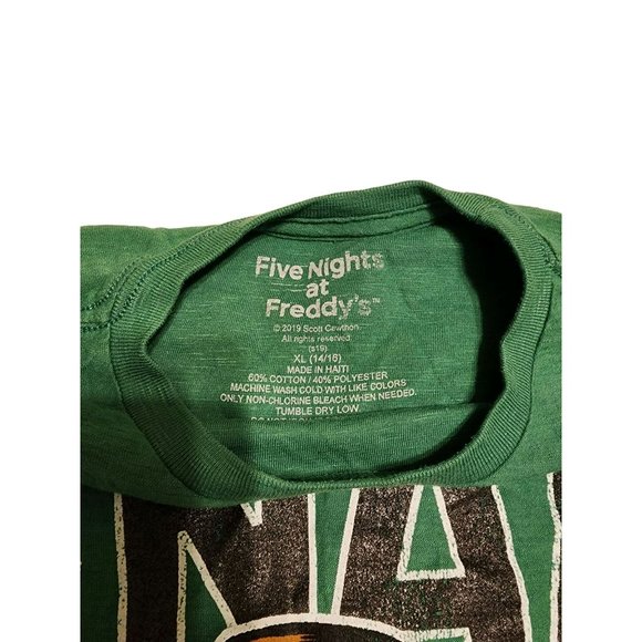 Boy's Five Nights At Freddy's Green Short Sleeve Tshirt Sz XL 14/16 Fazbear - Picture 3 of 3